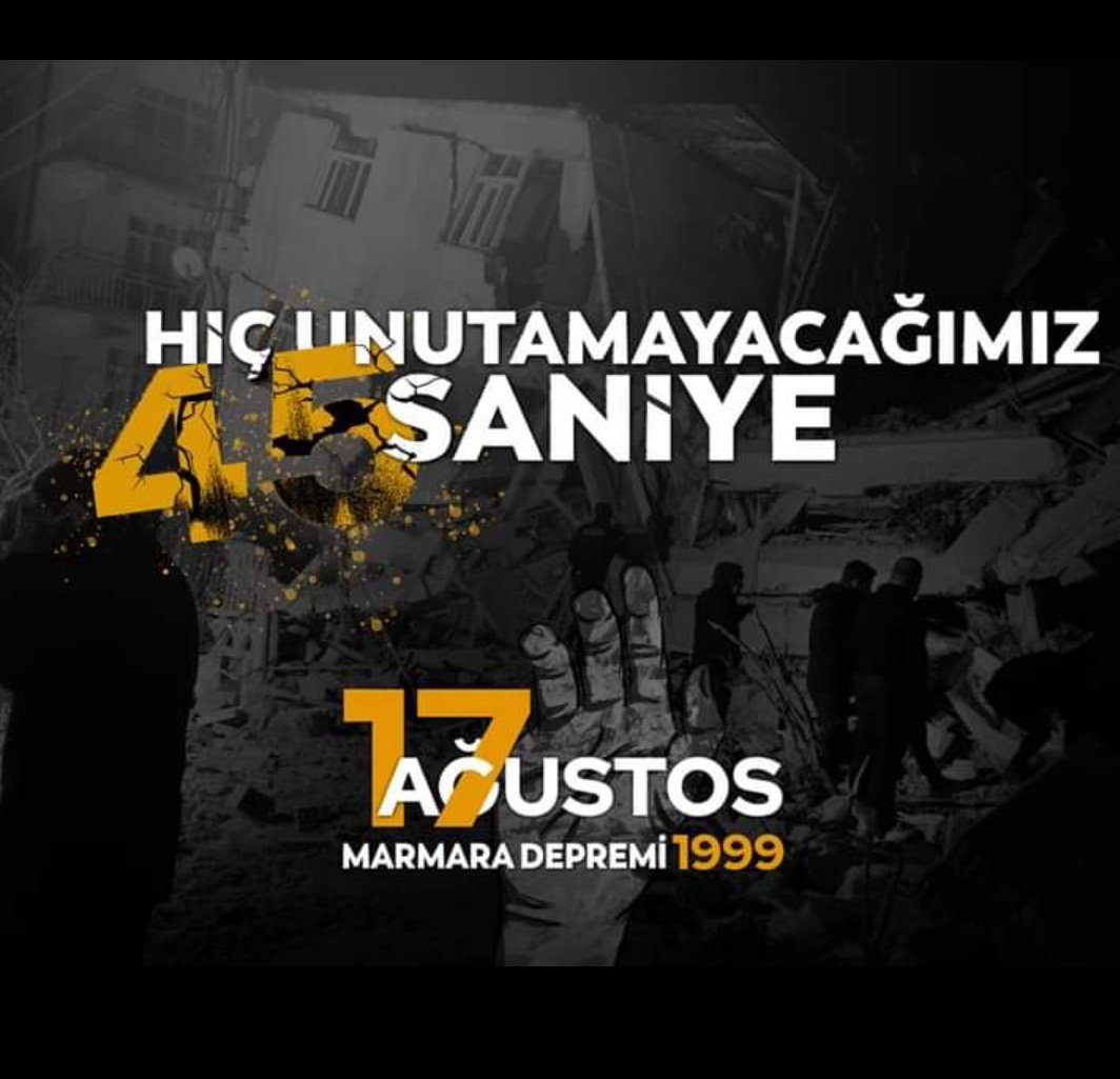 17 Ağustos Marmara Depreminde kaybettiğimiz  vatandaşlarımıza Allah'tan rahmet diliyorum.
Allah o günleri bir daha bizlere göstermesin🤲😔
#17Ağustos
#Deprem