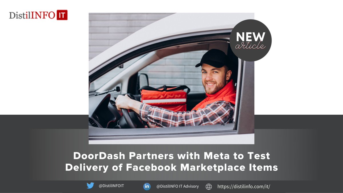 @DoorDash has teamed🤝up with #Meta to test delivery of #Facebook Marketplace items.
Read the full article here👉 bit.ly/3pnago7
#DoorDashPartner #Marketplace