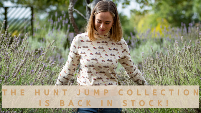 ginger_jardine's tweet photo. The Hunt Jump collaboration with Glaze and Gordon is back in stock! 🥳 The beautiful artwork by Ruth Buchanan is on our Silky Roll Necks, Cosy Roll Necks and Winter Stock Shirts. https://t.co/B7mJTpg16N