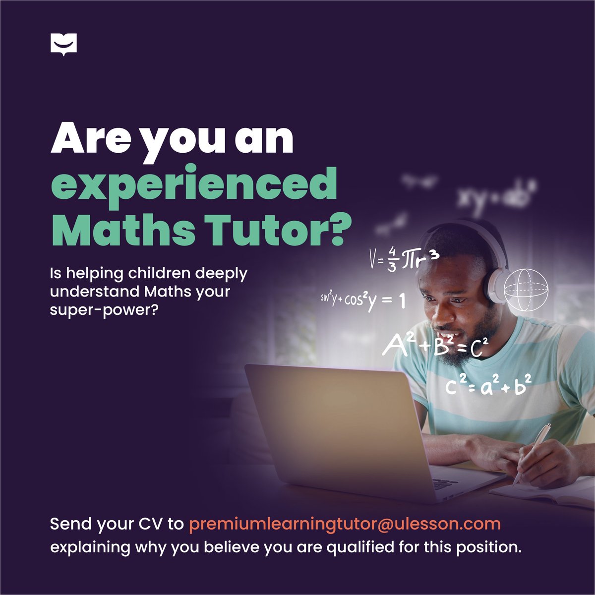 ulessonapp's tweet photo. Are you an expert in math and passionate about teaching young children this skill?

We want you to be a part of our team of incredible tutors.

Send your CV to premiumlearningtutor@ulesson.com.

Tag your friends! https://t.co/flqqnKBAmP