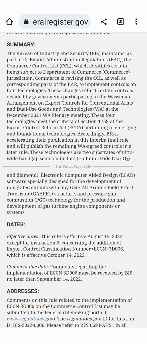 jayi_wang's tweet photo. #USChina #ChinaUS /17-11-3
@CommerceGov @BISgov 
Imposes Export Controls
On Four (4) Technologies
Related To #AdvancedChips 
#AdvancedSemiconductors
#GasTurbineEngines 
https://t.co/j5KfAHcbZC
AUG 15, 2022 
https://t.co/73DrQcLHlO
https://t.co/0VjkbHWjqJ
https://t.co/yziRxTeOH6 https://t.co/fDpBLRMrnw