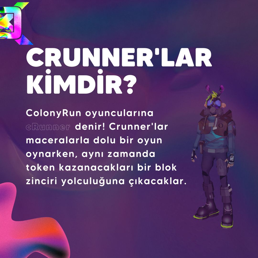 cRunner'lar her kolonide (level) farklı seviyelerde yarışırlar, yüksek değerli token kazanırlar ( $CRUN ) ve NFT'lerini pazar yerlerinde takas ederler.🚀

Sürükleyici ve en kolay #P2E mobil koşu oyunu çok yakında!

colony.run/tr/

#crunners #crun #cruntoken