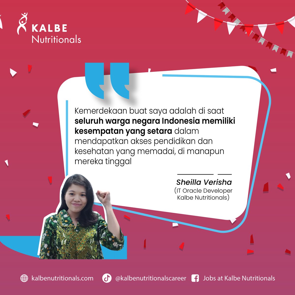 Lowker_KALBE's tweet photo. Di 2022 ini, Indonesia memasuki tahun ke-77 kemerdekaannya. Ya, sudah 77 tahun Tanah Air merdeka atau terbebebas dari belenggu penjajah dan sekutunya.
 
Tulis dong, makna merdeka menurut sobat KNers di kolom komentar ⬇️ https://t.co/on8k9rPoCm