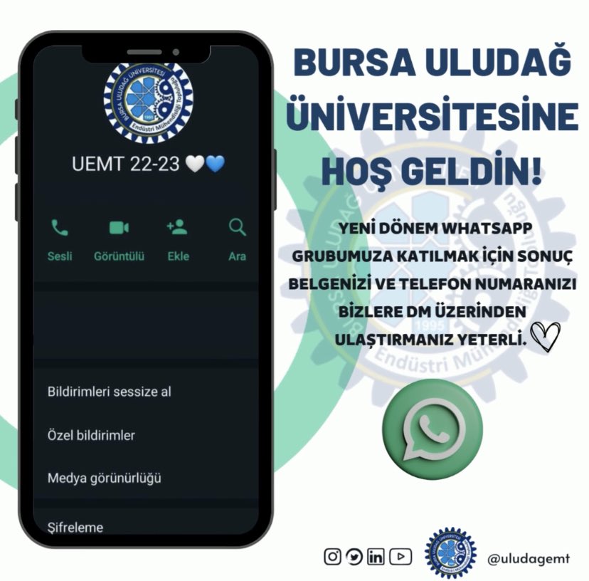 uludagemt's tweet photo. Üniversitemizi kazanan arkadaşlarımızı tebrik ediyoruz🥳UEMT ailesine hoşgeldiniz diyor ve sizi aramızda görmek için sabırsızlıkla bekliyoruz🌟 

#endüstrimühendisliği
#yks22 #tercih22 #tanıtım #uludağuniversitesi #topluluk #öğrenci #uemt https://t.co/ZYwKpfw6qS