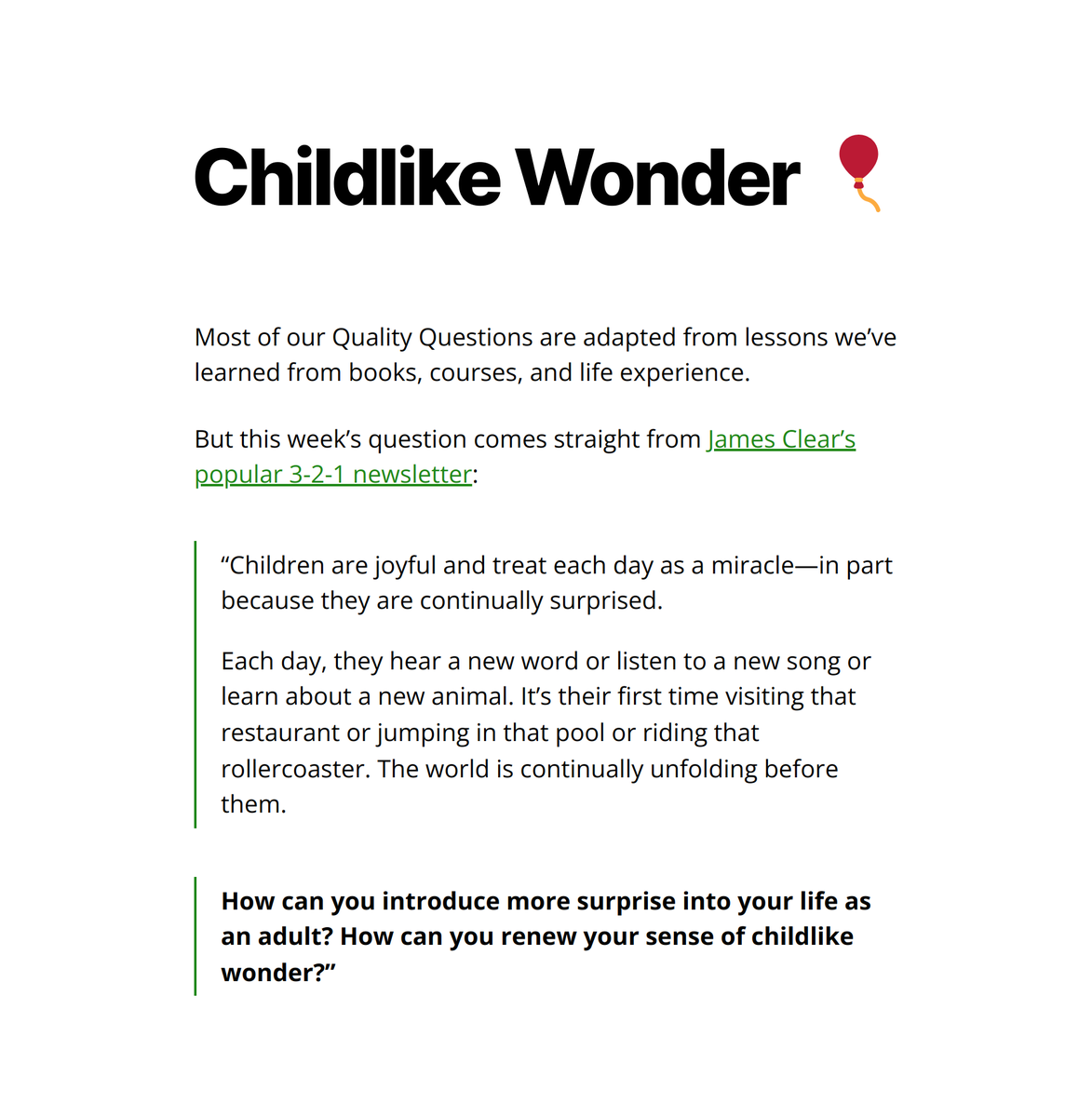 QualQues's tweet photo. This week's Quality Question:
Childlike Wonder 🎈
#QualityQuestions https://t.co/KPNyYZB9mD