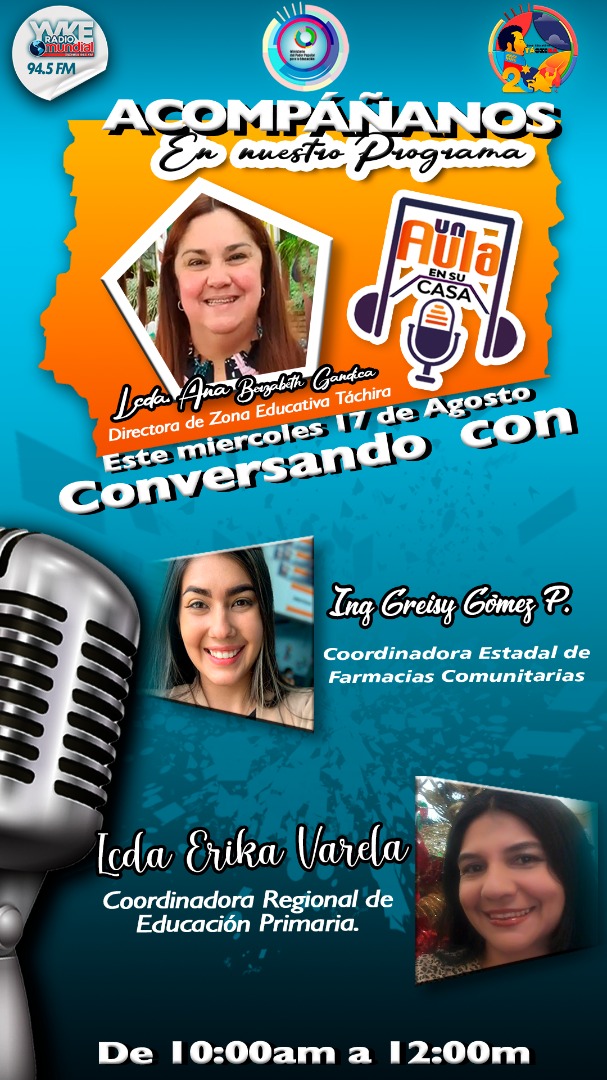 Te invitamos a escuchar "Un Aula en su Casa" con nuestra  Jefa de Zona <a href="/Berzabethg1/">Berzabethgandicaoficial</a> con excelentes informacion para los trabajadores delMagisterio
@MPPEDUCACION 
@ZonaEducTachira 
<a href="/NicolasMaduro/">Nicolás Maduro</a>
<a href="/yelitzePSUV_/">Yelitze Santaella</a>
<a href="/supervisionZET1/">SupervisionZET</a>
<a href="/SEETachira/">Salud Educativa Estadal</a>
