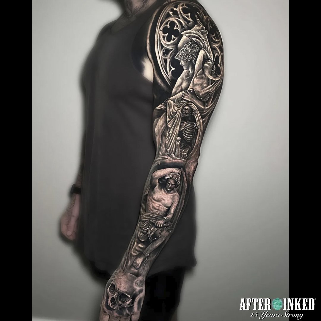 AfterInked's tweet photo. We want to share some full arm tattoos, made by great tattoo artists, enjoy them. #fullarm #fullarmtattoo #realistictattoos #realismtattoos #afterinked #proudusers #formulatedforperfection #afterinkedeveryday #tattooaftercare #inkseal #npj #vegan #castrotattoospr_ https://t.co/YV6GmsDRqg