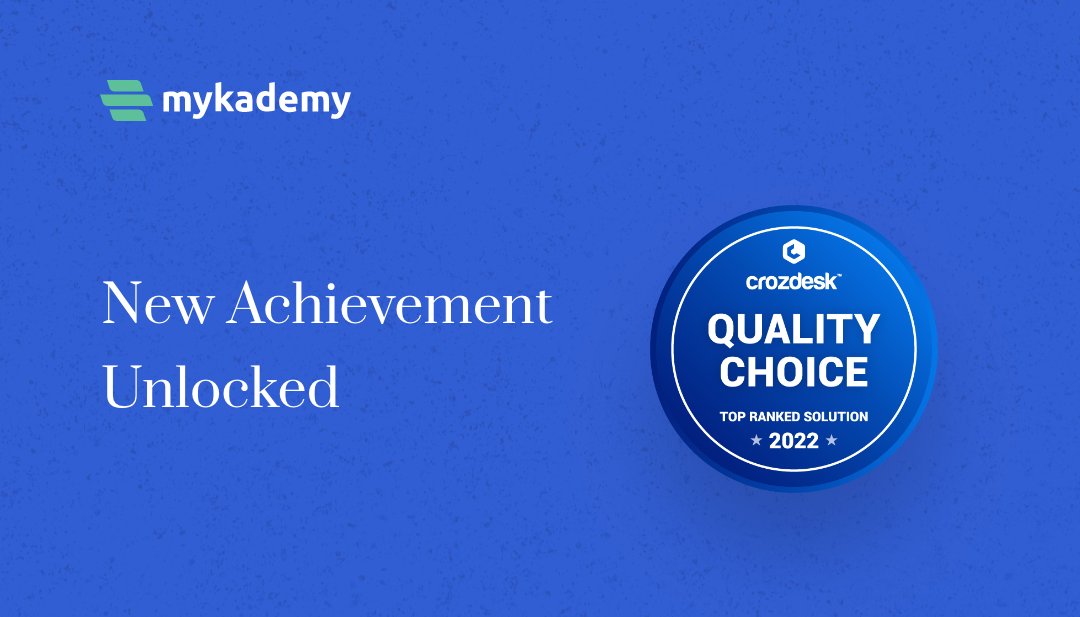 MyKademy's tweet photo. Yaay! We unlocked another achievement🎖️
Mykademy received yet another prestigious award - Quality Choice Top ranked solution 2022 - in the @crozdesk software advisory.
Thank you from the bottom of our hearts ❤️
#milestogo #Mykademy #BestLMS #QualityChoiceAward2022 #LMS #Crozdesk https://t.co/gWk01nbU6M