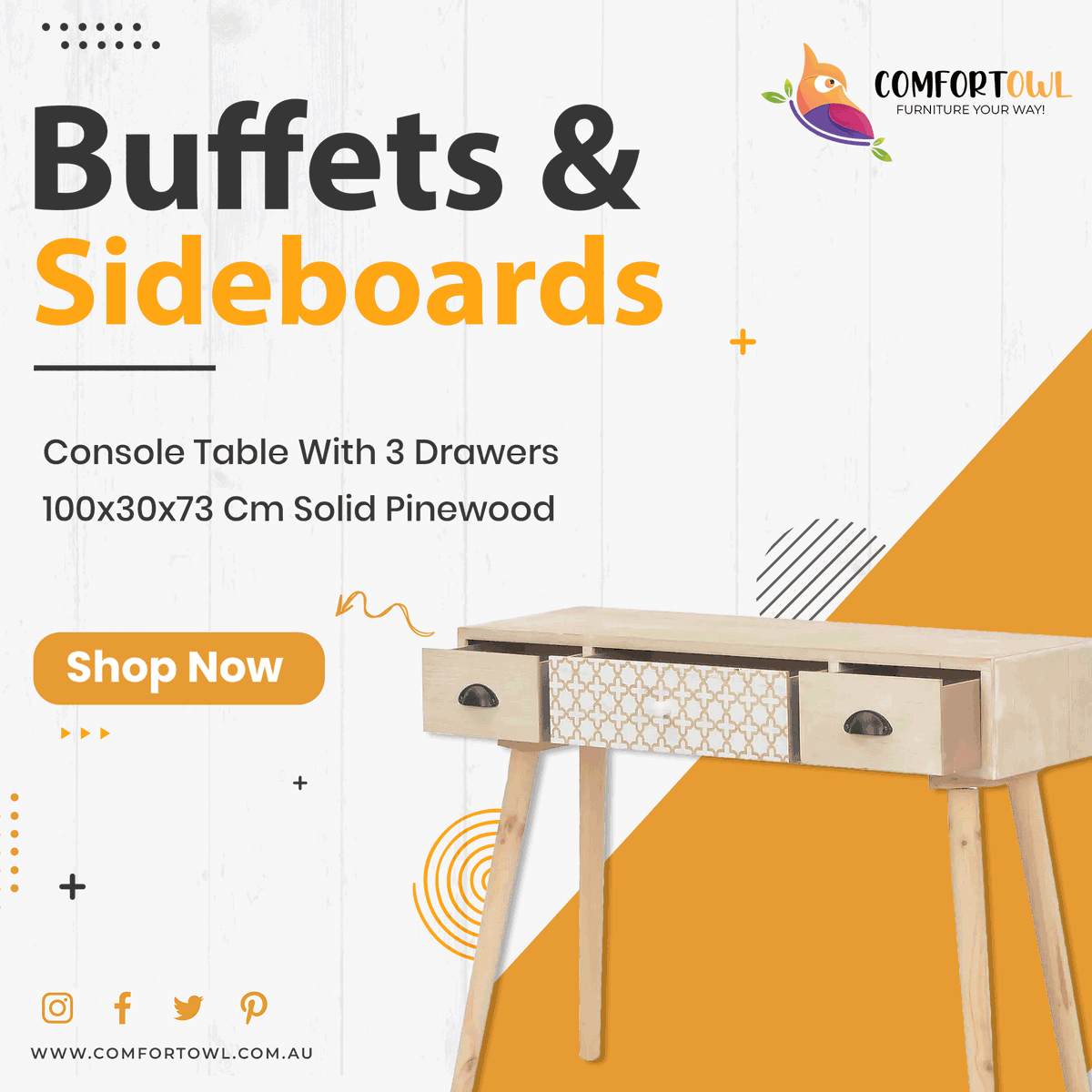 comfortowl's tweet photo. Add a touch of rustic style to your home decor with our stylish console table!

Click her to buy - https://t.co/wtU3elLrZX

Shop Now - Buffets &amp; Sideboards
#interiordesign #furniture #vintage #interior #HomeDecor @comfortowl https://t.co/DbRFA8nRDC
