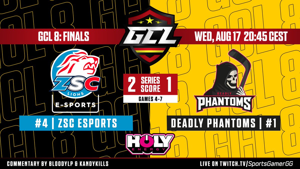 The #GCL8 Finals presented by @holy_energy are finished tonight - starting at 20:45 CEST, you don't want to miss this!

🦁@zscesports vs <a href="/Deadly_Phantoms/">Deadly Phantoms</a> 👻 (Series 2-1)
🎙🇩🇪 <a href="/BloodyLP/">Alexander Blattmann</a> &amp; <a href="/kandykills1/">kandykills</a>

📺twitch.tv/SportsGamerGG

#NHL22 #esports