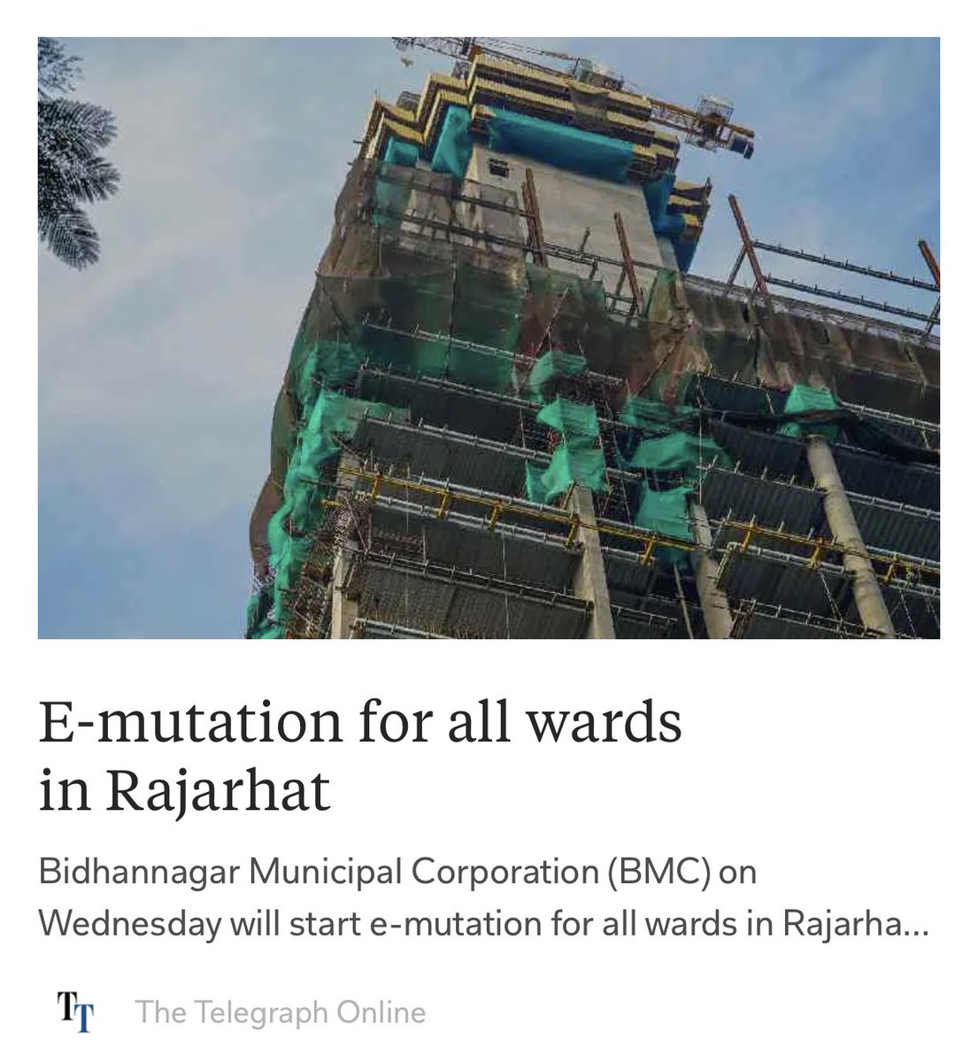 doinbengal's tweet photo. #Bidhannagar Municipal Corporation (BMC) starts #eMutation for all wards in Rajarhat, Baguiati, Teghoria, Kaikhali and Gopalpur. Residents of wards 1 to 28 of @MyBidhannagar must log into #BMC’s website to file for e-mutation themselves. Earlier, only #SaltLake had this facility. https://t.co/ixEDsnudll