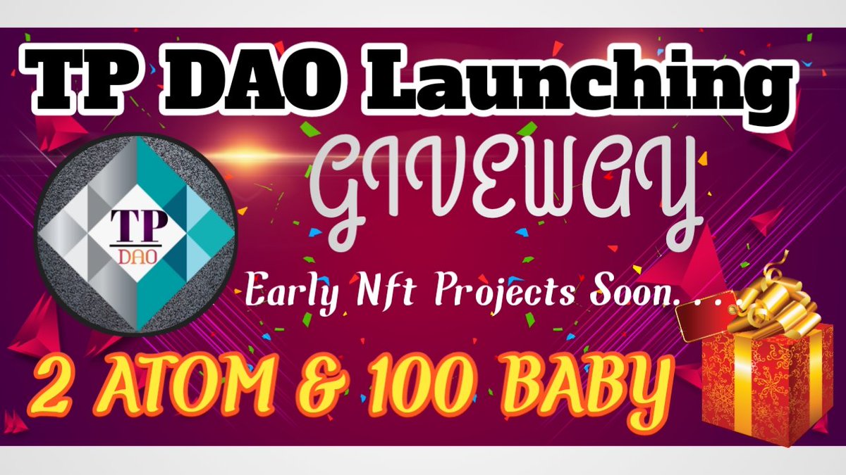 TP_DAO's tweet photo. TP_DAO Launching Giveway 🥳

⚛️2 $ATOM &amp; 100 $BABY🔥
 
To Enter:
✅Follow Me 
✅♥️+♻️
✅Tag 3 Friends

$OSMO $AKT $ATOM $XPRT $SOL $KDA
$STARS $USDC $ORAI $EVMOS

#Cosmos #Ethereum #Solana #Giveways #Airdrop 

Winner Announced in 72hrs 🤙

Best of Luck All👍 https://t.co/ivOBqHn9mh
