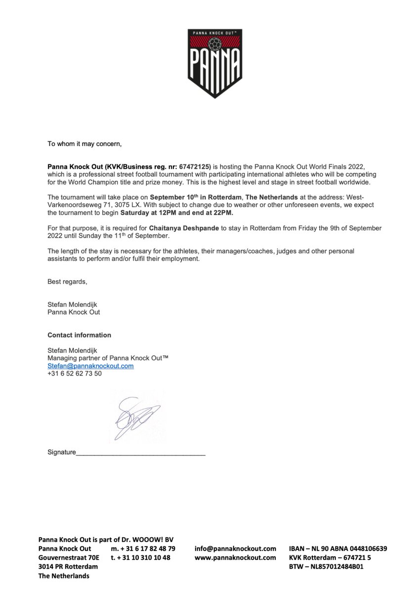 PuneFreestyler's tweet photo. I,Chaitanya Deshpande,an Indian Panna athlete,have been invited to represent IND at the @pannaknockout World Championship in Netherlands. I am having trouble in getting the visa as there are no appointments. Please help me.@IndinNederlands @tourismgoi @VFSGlobal @rashtrapatibhvn https://t.co/3w8ZX2LWus