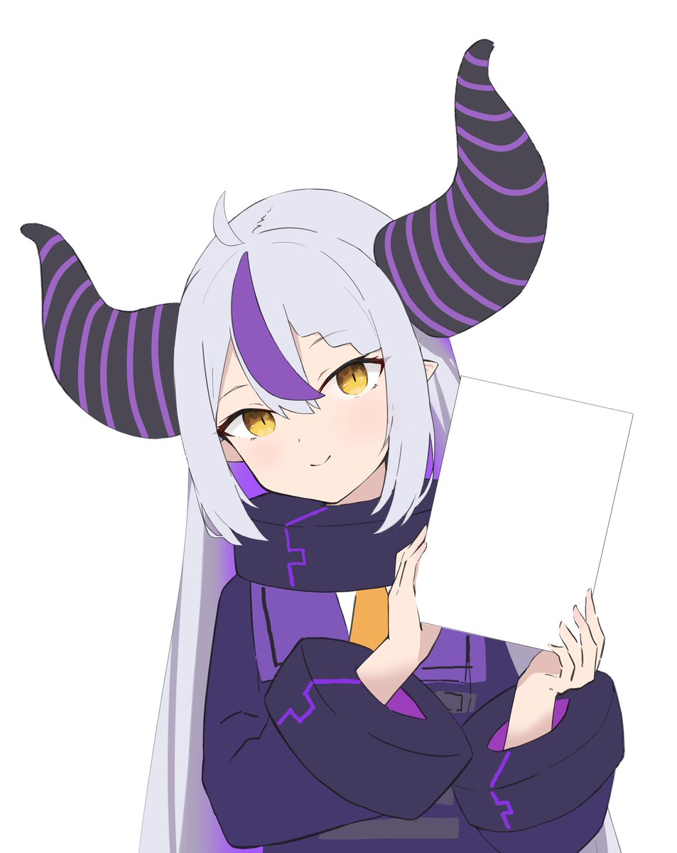 la+ darknesss 1girl solo horns long hair streaked hair striped horns pointy ears  illustration images