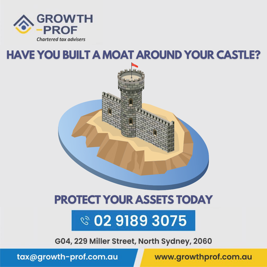 GrowthProf's tweet photo. Have you built a moat around your castle?
Protect your assets today and book a consultation with us to learn how.
Call at 02 9189 3075 or Visit: https://t.co/a9b7STRaQh  
 #GrowthProf #InsolventTrading #TaxOffice #ProfitMaximisation #AustraliaBusiness #FinancialStatements #Assets https://t.co/ksfnn2b4ha