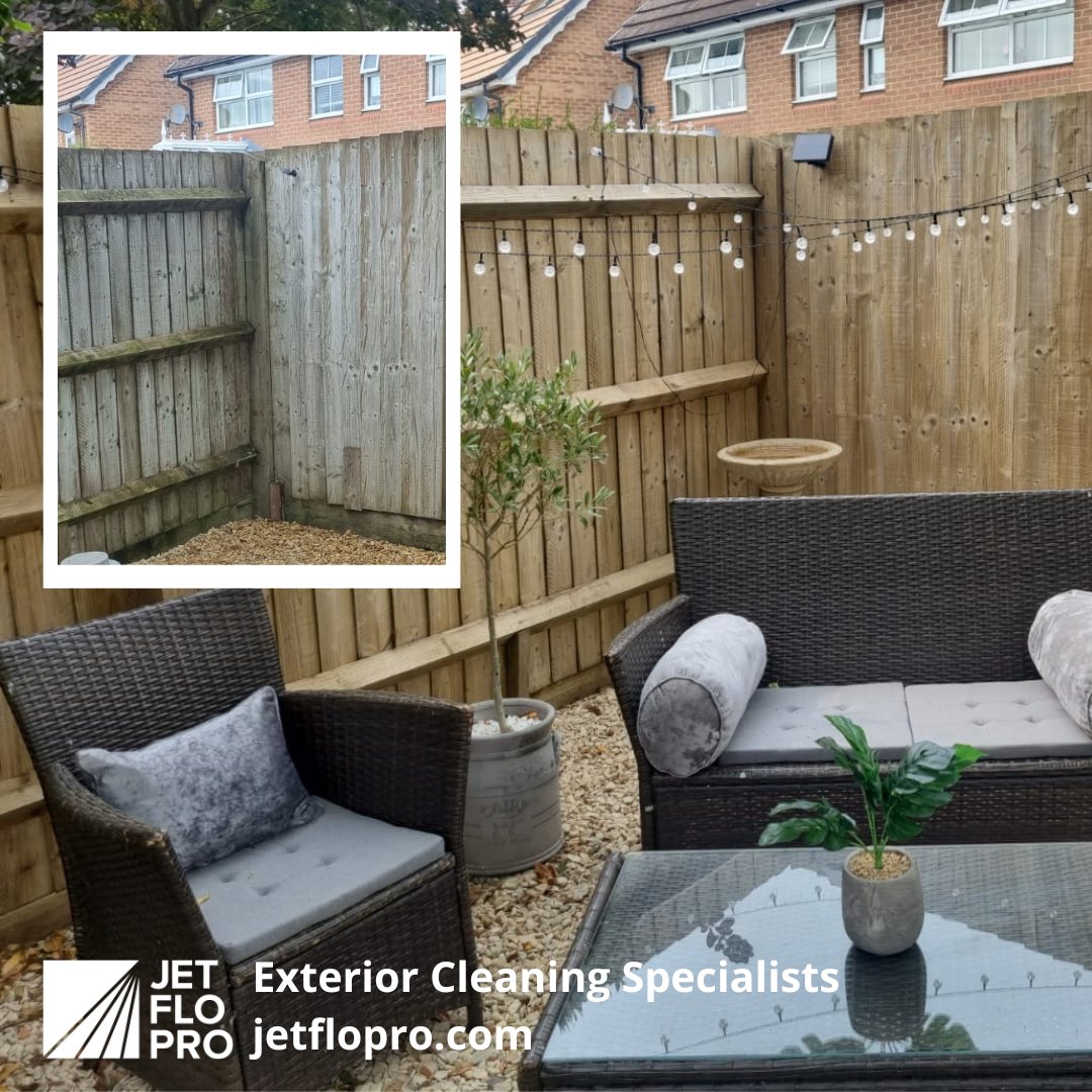 JetFloPro's tweet photo. From dull green looking to brand new CLEAN looking! Even fences can be steam cleaned and treated to get them looking good again without hours of painting! @jetflopro https://t.co/cqZrc3MTKz