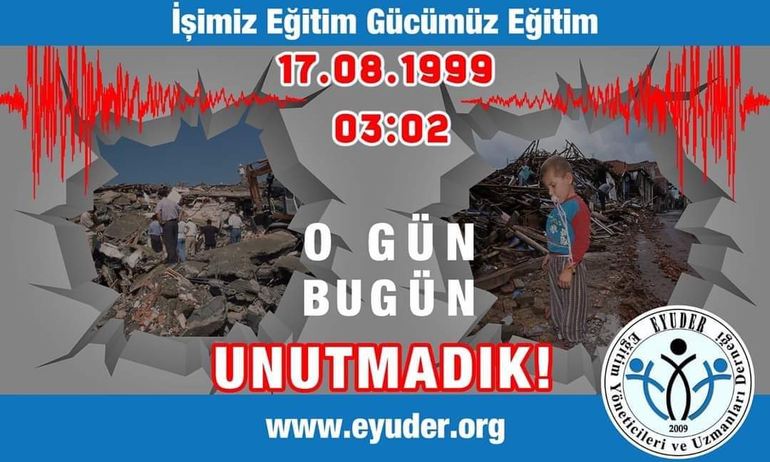 17 Ağustos Depreminin 23.yılında 
Hayatını Kaybedenlere Allah'tan Rahmet, Yakınlarına Başsağlığı ve Sabır Diliyoruz. 
Allah, Ülkemize Bir Daha Böyle Acılar Göstermesin.