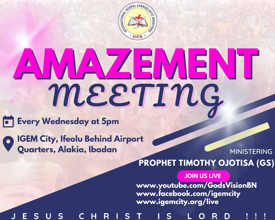 igemcity's tweet photo. Join us today for the weekly Amazement meeting at IGEMcity and all branches throughout the world.
You can join us live via:
Video:
https://t.co/mJePK1W940
https://t.co/ZZUY5F8Asb
#IGEM #Igemcity #MeetGod #meetjesus #savior #redeemer #service #lord https://t.co/aIqEnCCqT9