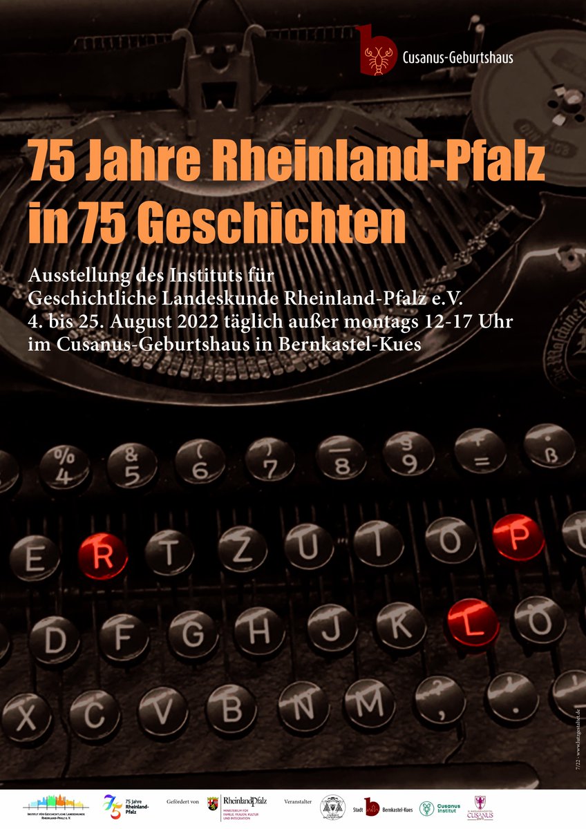 CusanusInstitut's tweet photo. Die Wanderausstellung "#75JahreRLP in 75 Geschichten", erstellt vom Institut für Geschichtliche Landeskunde #RLP e.V. , ist zu Gast im #Cusanus-Geburtshaus in #BernkastelKues und das Institut ist Mitgastgeber und Mitveranstalter. #75JahreRLP https://t.co/tLQYqHy48z https://t.co/ZHSy6M1Lx9