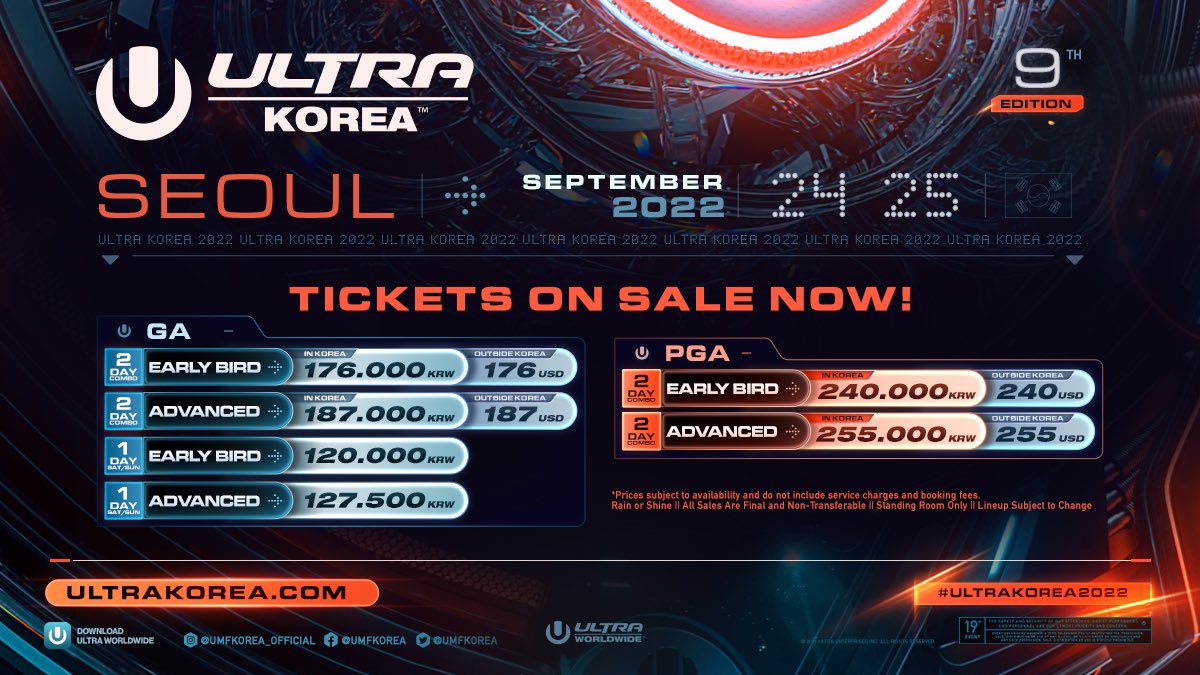 UMFKorea's tweet photo. The Phase 1 lineup to #UltraKorea2022 has arrived! Don’t wait, tickets are ON SALE! Buy now at https://t.co/ciKSPZa9OK 

@realadambeyer
@kshmrmusic
@marshmello
@martingarrix
@nickyromero
@nicolemoudaber
@oliverheldens
@sashaofficial
@timmytrumpet https://t.co/raosGAhe5a