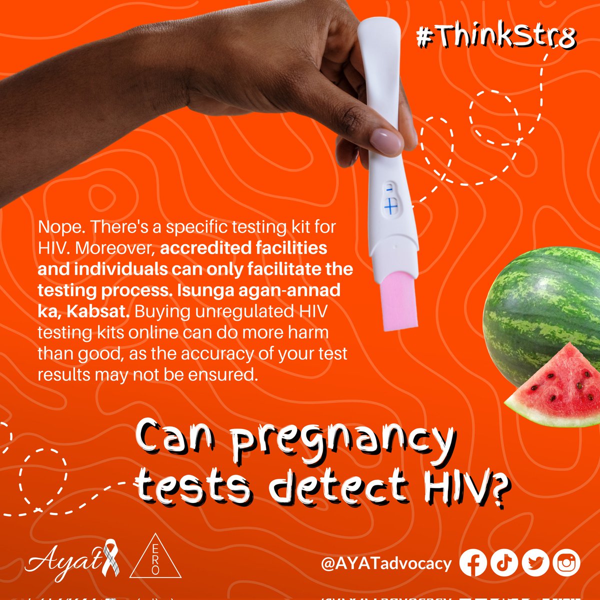 AYATadvocacy's tweet photo. Let's answer some questions. Get your facts Str8! ✅
#ThinkStr8 #HIVdoesntDiscrimin8 #AYATadvocacy
This campaign is implemented in partnership with ERO. https://t.co/0xdxSCUs1T