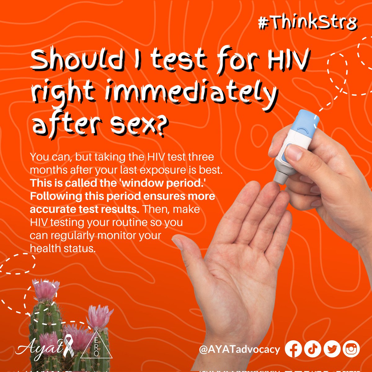 AYATadvocacy's tweet photo. Let's answer some questions. Get your facts Str8! ✅
#ThinkStr8 #HIVdoesntDiscrimin8 #AYATadvocacy
This campaign is implemented in partnership with ERO. https://t.co/0xdxSCUs1T