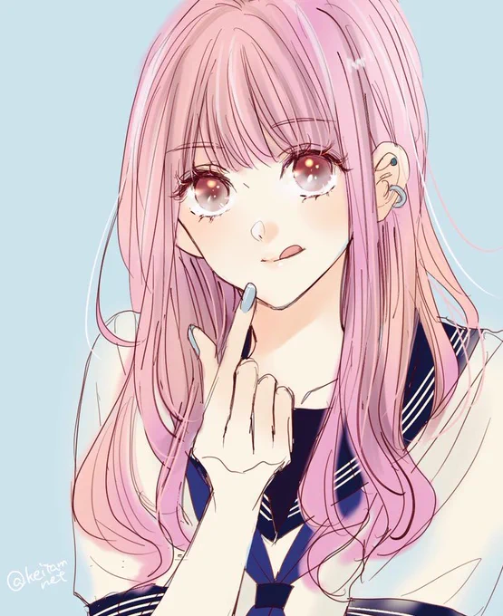 リク絵ちょこっとずつ頂いてます!ありがとうございます少しずつ消化させて頂きますね(セルフリクのセーラー服ギャル) 