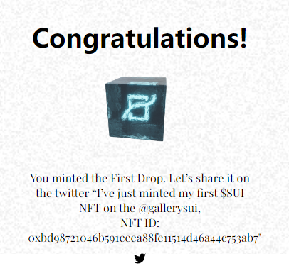 EdithJo25894100's tweet photo. I’ve just minted my first $SUI NFT on the @gallerysui,
NFT ID: 0xbd98721046b591eeea88fe11514d46a44c753ab7 https://t.co/5uHav2iyJ6