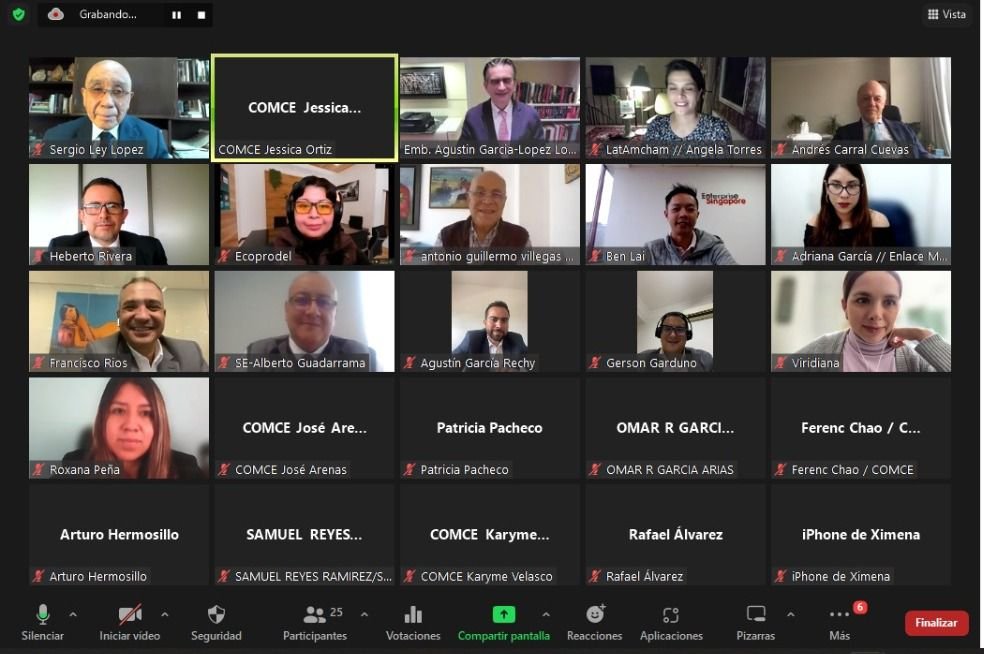 agarcialopezl's tweet photo. Tuve el privilegio de participar en la reunión del Comité Empresarial Bilateral 🇲🇽 - 🇸🇬 organizada por @ComceOficial. Conversamos sobre las grandes oportunidades del #CPTPP y #PASFTA en economía digital, emprendedurismo, cadenas globales de valor y seguridad alimentaria @SRE_mx https://t.co/uiK5I8cFKX