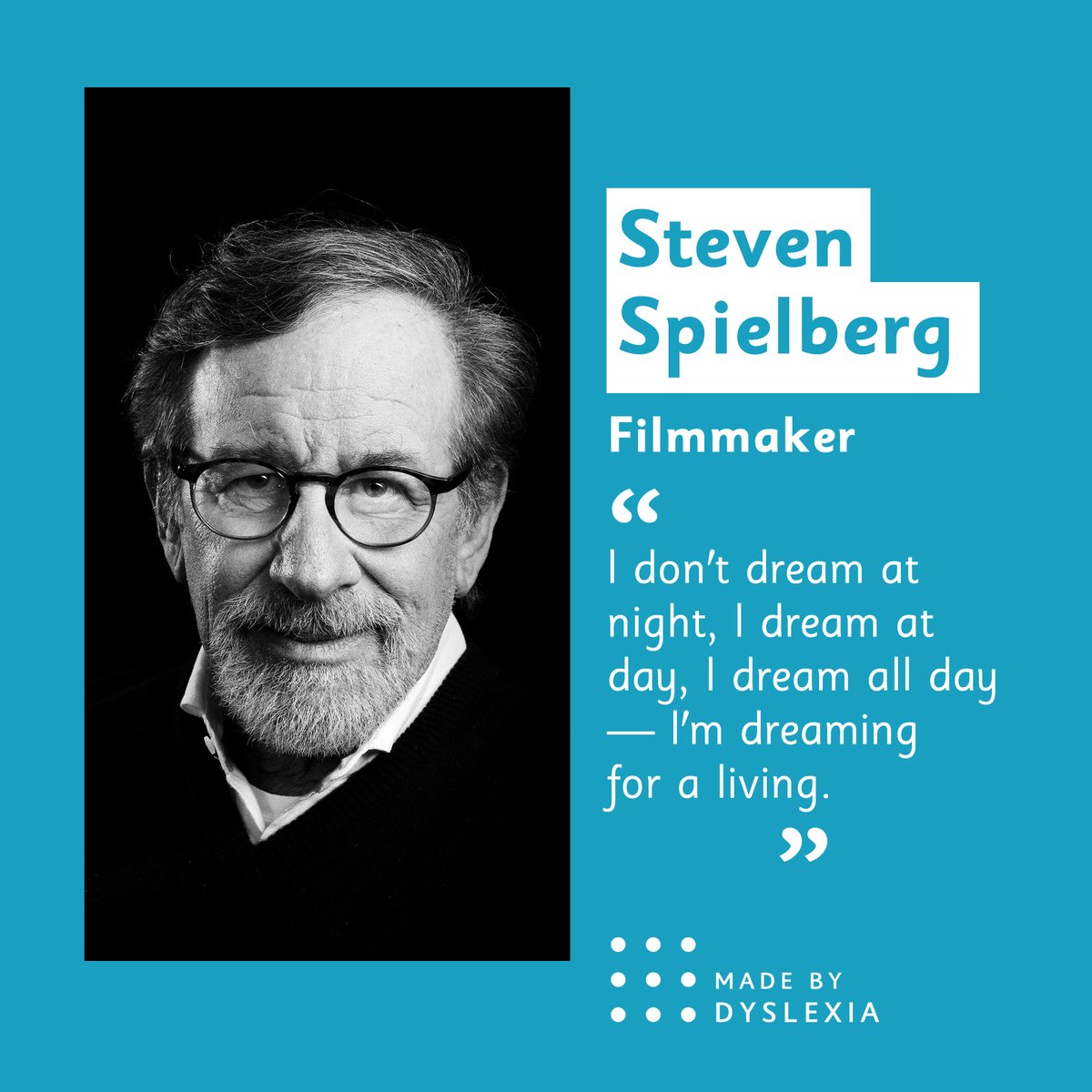 Good luck to everyone waiting on A-Level results in the UK tomorrow.

However things turn out, remember it's your imagination that will help you move the world forward – just as these words of wisdom from #DyslexicThinker #StevenSpielberg explain.
 
#WednesdayWisdom #ALevels2022