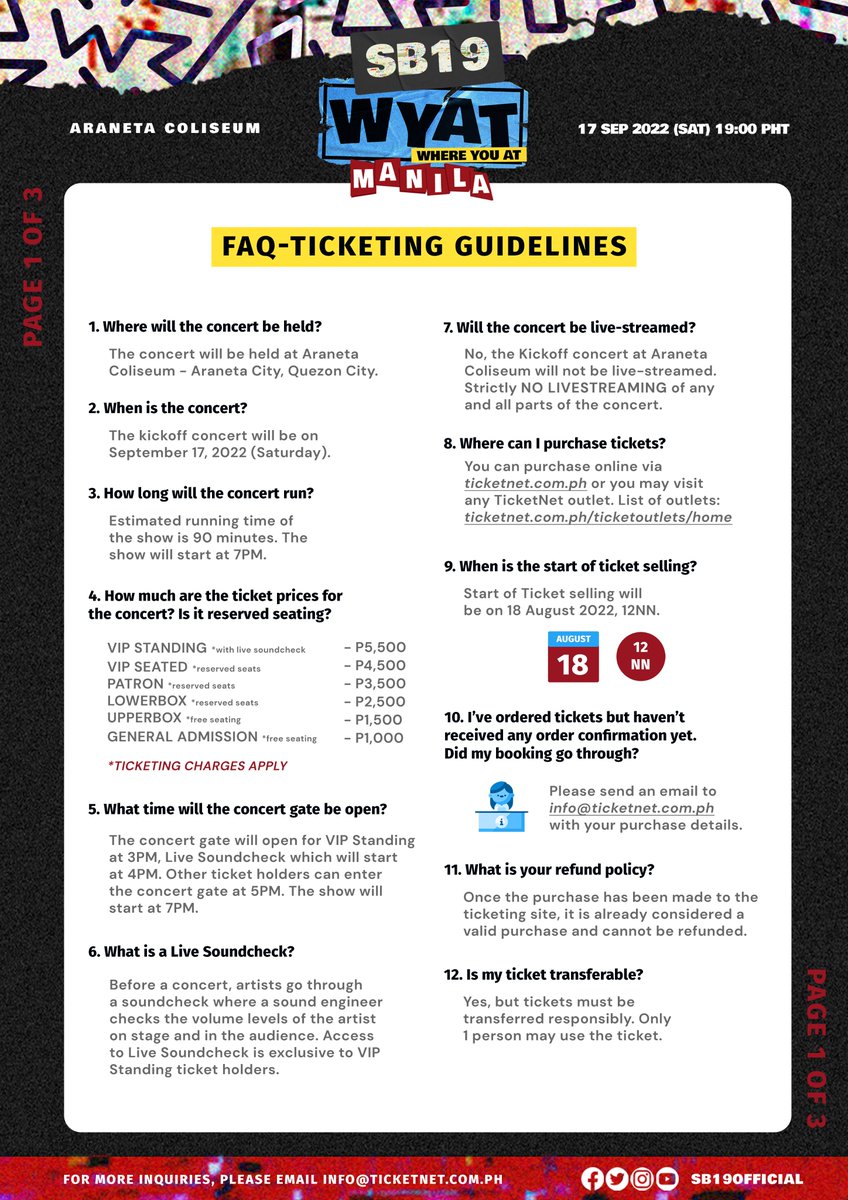 SB19Official's tweet photo. Call it dibs! Here’s your chance to 
score our WYAT Tour tickets. But 
before that, quick FAQ check! 😉

#WYATKickoffConcert
#WhereYouAtSB19 📼 https://t.co/3ktDEWWHAC