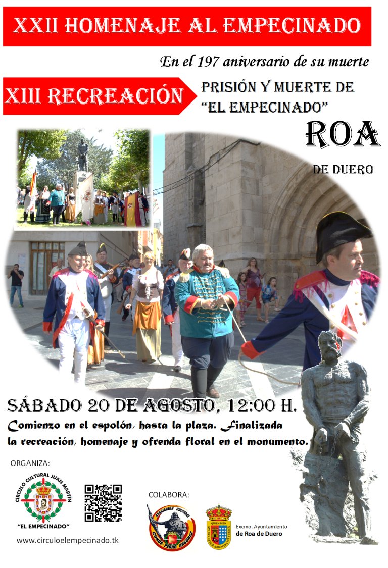 !!Continuamos recibiendo los buenos días con más eventos¡¡🥰

🫴En esta ocasión con otro homenaje y ofenda floral💐 al #Empecinado, pero ahora en Roa de Duero📍

📅Sábado 20 de Agosto, 12:00⏲️
#roadeduero #Napoleón #rutasnapoleónicas