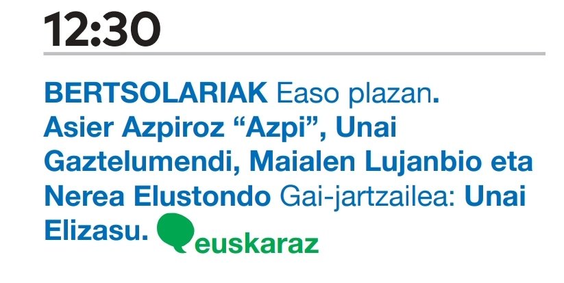 Ba hoixe... Urteroko plazan. Aurtengo nere 3. saioa izango da gaurkoa. Urteak dira ez ditudala 3 saio egiten urte bakar batean. Ea hurbiltzen naizen orain urte batzuetako erritmora.