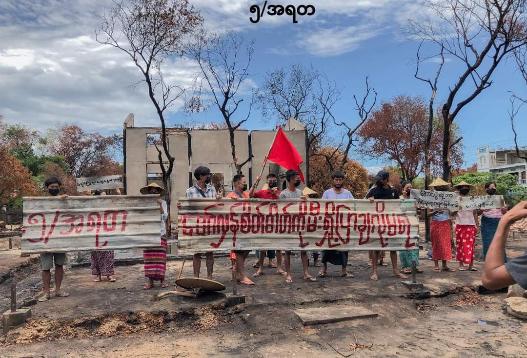 “You can't burn our Revolution"

#Myanmar military may burn our villages, but #WarCriminals cannot burn down our revolution! ✊🏽

📸 from <a href="/DemoRevoMM/">DEMO REVO</a> &amp; circulated online