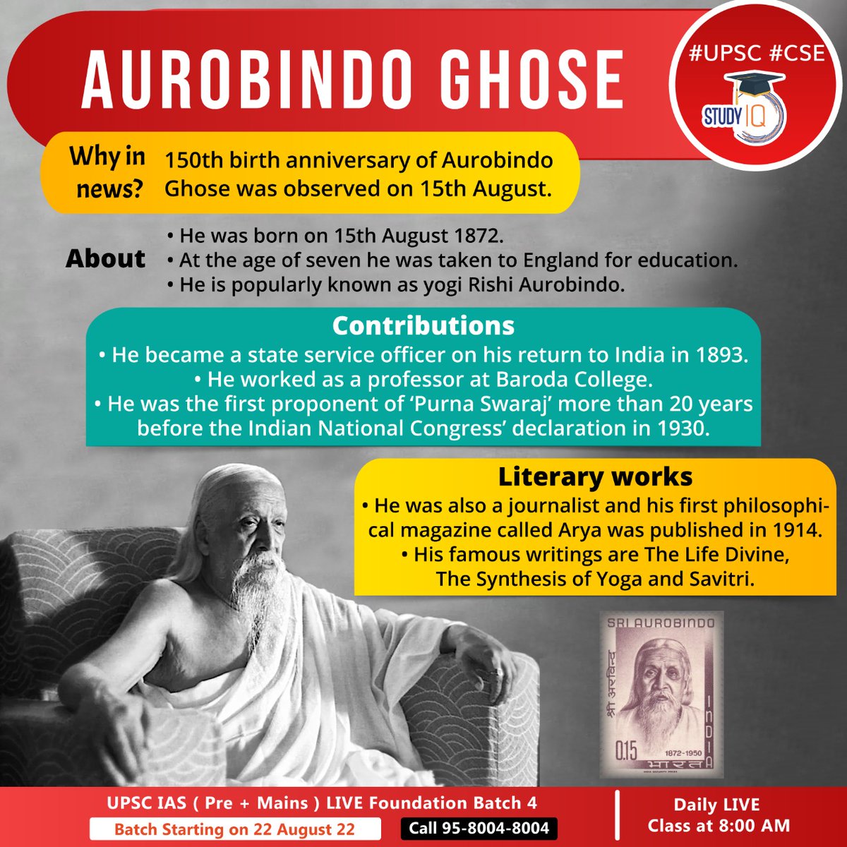 upsciq's tweet photo. #Aurobindo #Ghose
#aurobindoghose #birthanniversary #england #education #yogirishiaurobindo #upsc #cse #whyinnews #stateserviceoffices #india #barodacollege #purnaswaraj #indiannationalcongress #arya https://t.co/iq9EMIBBwX