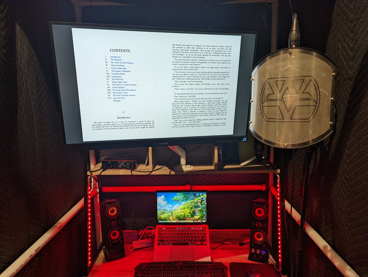 MDJohnsonCre8's tweet photo. Updated my home studio booth to make it more of a semi permanent set up. Complete with new desk, studio speakers, and second screen on swing arm for scripts! 
#voiceactor #voiceover #voiceacting #homestudio https://t.co/6Zrhd4J3ot