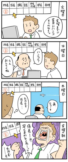 新入社員だった頃の怖い話・承認が回らない
--
しろやぎ秋吾 @siroyagishugo 。次回もお楽しみに! #ヤメコミ #4コマ漫画 