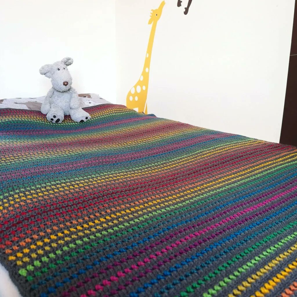 knithacker's tweet photo. Crochet a 'Rainbow Through the Storm' Blanket With a Pattern From Melly Elly Crafts: 👉 https://t.co/UU9ikKsPiH #crochet https://t.co/B7IYPPEL08