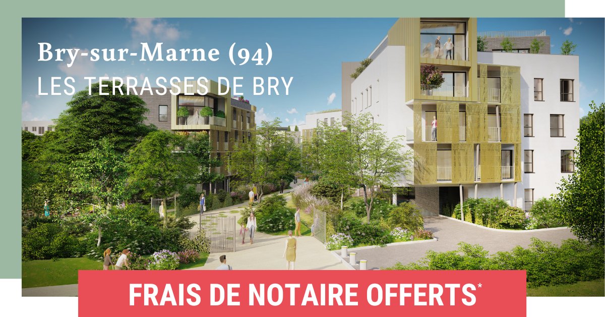 FaubourgI's tweet photo. [BRY-SUR-MARNE (94)] Profitez des frais de notaire offerts* et emménagez immédiatement dans la résidence "Les Terrasses de Bry". Plus que 2 appartements de 5 pièces disponibles !

>>> *En savoir plus : https://t.co/lXSqKDtXsU

#immobilierneuf #appartementneuf https://t.co/Rb562N9hw8