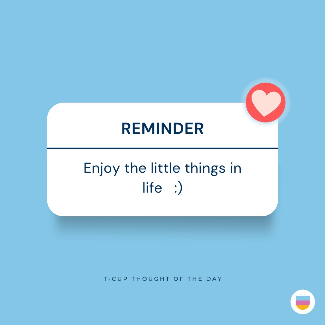 T-Cup Thought of the day... 

If you can't enjoy the little things in life, you may struggle to enjoy the big things when they show up.

#reflect #insight #action #relationships #wellbeing #healthy #happy #successful
