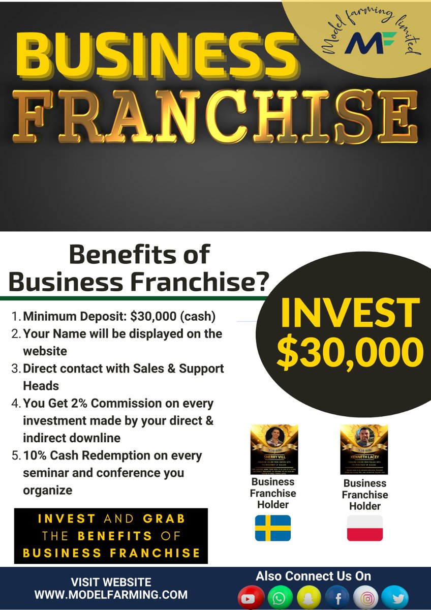 FranklinKnowle9's tweet photo. ⚡𝐒𝐭𝐨𝐫𝐞 𝐅𝐫𝐚𝐧𝐜𝐡𝐢𝐬𝐞:- $𝟏𝟓𝟎𝟎𝟎 
⚡𝐁𝐮𝐬𝐢𝐧𝐞𝐬𝐬 𝐅𝐫𝐚𝐧𝐜𝐡𝐢𝐬𝐞:- $𝟑𝟎𝟎𝟎𝟎 
⚡𝐂𝐨𝐫𝐩𝐨𝐫𝐚𝐭𝐞 𝐅𝐫𝐚𝐧𝐜𝐡𝐢𝐬𝐞:- $𝟏𝟐𝟓𝟎𝟎𝟎
𝐉𝐨𝐢𝐧 𝐓𝐨𝐝𝐚𝐲 :- 𝐰𝐰𝐰.𝐦𝐨𝐝𝐞𝐥𝐟𝐚𝐫𝐦𝐢𝐧𝐠.𝐜𝐨𝐦

#MFL #iamwithmodelfarming #modelfarming #storefranchise #MLM https://t.co/PixKywDK1b