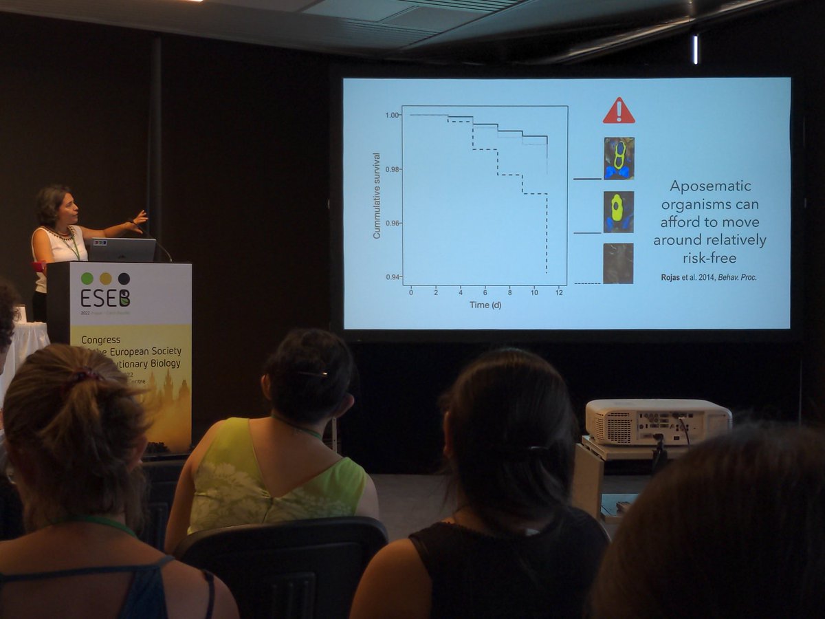 Today at #ESEB2022 <a href="/biobiiana/">Bibiana Rojas</a> is giving an fantastic lecture! Don't you need to know more about poison frog defenses???