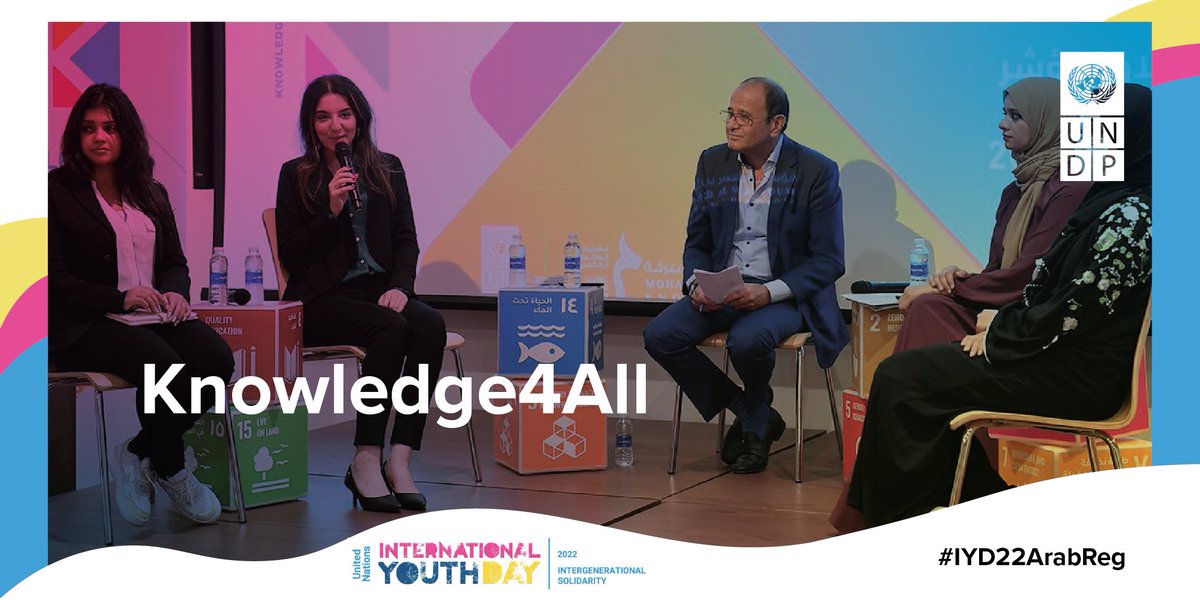 UNDPArabStates's tweet photo. The #KnowledgeWeek brings together youth 👩🏽‍🦱🧔🏻🧕 and policymakers🤵🏻‍♀️🤵🏻, and it is a platform for intergenerational dialogue that ensures advancement in achieving the 2030 agenda for sustainable development💫 #IYD22ArabReg  @knowledge4All1 
 @MBRF_News https://t.co/iOsfvUZZXY
