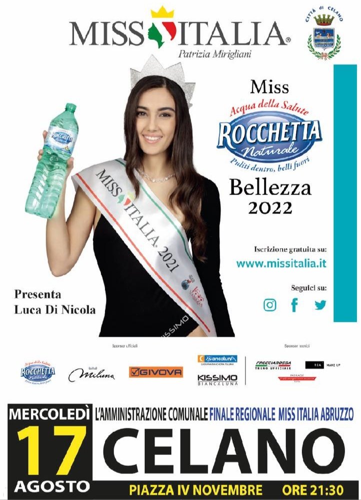 CelanoDi's tweet photo. ❤️ La finale regionale di @_MissItalia Abruzzo fa tappa a #Celano.
➡️ La serata, voluta dall'Amministrazione comunale, sarà presentata da Luca Di Nicola 
📌 Appuntamento alle ore 21:30 in Piazza IV Novembre a Celano.
#comunedicelano 
#missitalia #17agosto #abruzzo #estate https://t.co/UyxQ5XqlE2