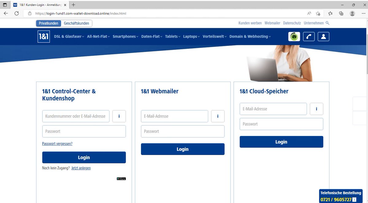 KittnNinja's tweet photo. @1und1 @1und1service Wusste ihr, dass ihr aktuell Ziel eines sehr professionellen Phishing Angriffs seid? https://t.co/PsUr0lILYo