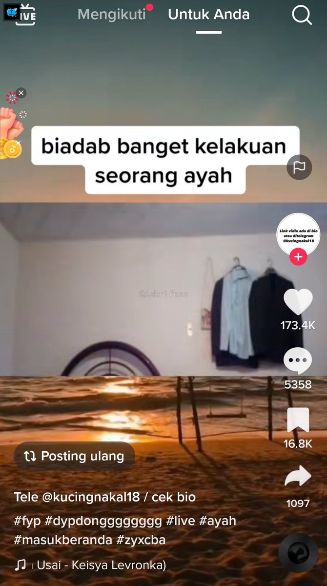 [askrl] GAIS YA ALLAH KASIAN BNGT AKU ABIS LIAT VIDEO TT VIRAL ANAKNYA DI PERKAOS AYAH NYA SAMPE JERIT² GITU YA ALLAH DUNIA MAU KIMAT KOK GA ADA YG MAU LAPORIN YAH 😭