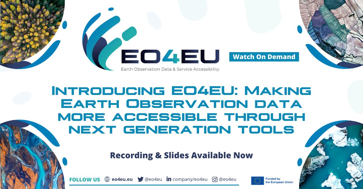 EO4EU's tweet photo. 📢Did you miss our introductory webinar but still want to know more about EO4EU?

Well now you can watch it on demand and download the slides on our website here👇
https://t.co/qj3BEN3ZJ9

#earthobservation #EOdata #data #EO #AI #machinelearning #CloudComputing #webinar #ondemand https://t.co/03E4dkUB4A