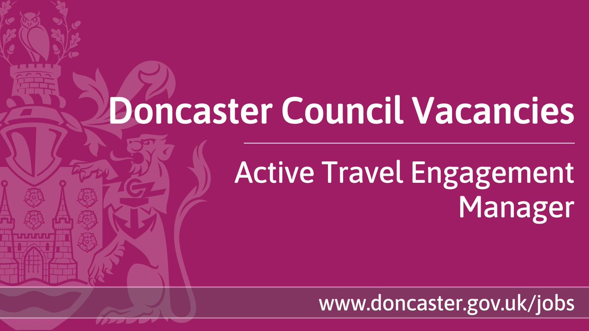 Doncaster Council’s Strategic Transportation team are looking for an Active Travel Engagement Manager to lead on consulting and engaging our communities to help inform where transport investment is focussed.

For full info and how to apply, visit: https://t.co/QLLr3zPGV9