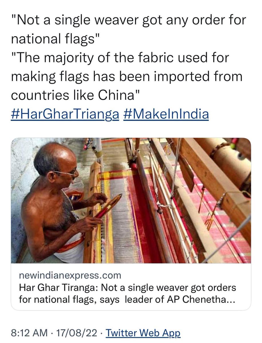 PranavP03's tweet photo. धन्यवाद त बनते बा चीन के इ मोका देबे खातिर । असल में भारत में जवन तिरंगा लउकेला ओह प लगभग 35-50% चीन के कब्जा बा । यानि फैब्रिक चीन से आवेला । 

धन्यवाद दे सकेनी सभे ! #copied 

https://t.co/JFo3B2SJaB https://t.co/OK8LR6RUI0
