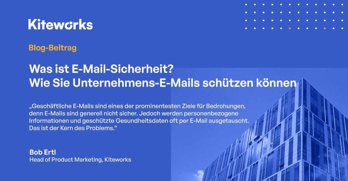KiteworksDE's tweet photo. E-Mail wird häufig genutzt in Unternehmen, ist aber ein leichtes Ziel für Sicherheitsbedrohungen & Angriffe, da sie nicht sicher ist.
Erfahren Sie mehr über E-Mail-Sicherheit und eine Lösung, um Risiken zu minimieren.
https://t.co/Hymc1Fp92U
#KiteworksDeutsch #emailsicherheit https://t.co/nSq9auyXeF